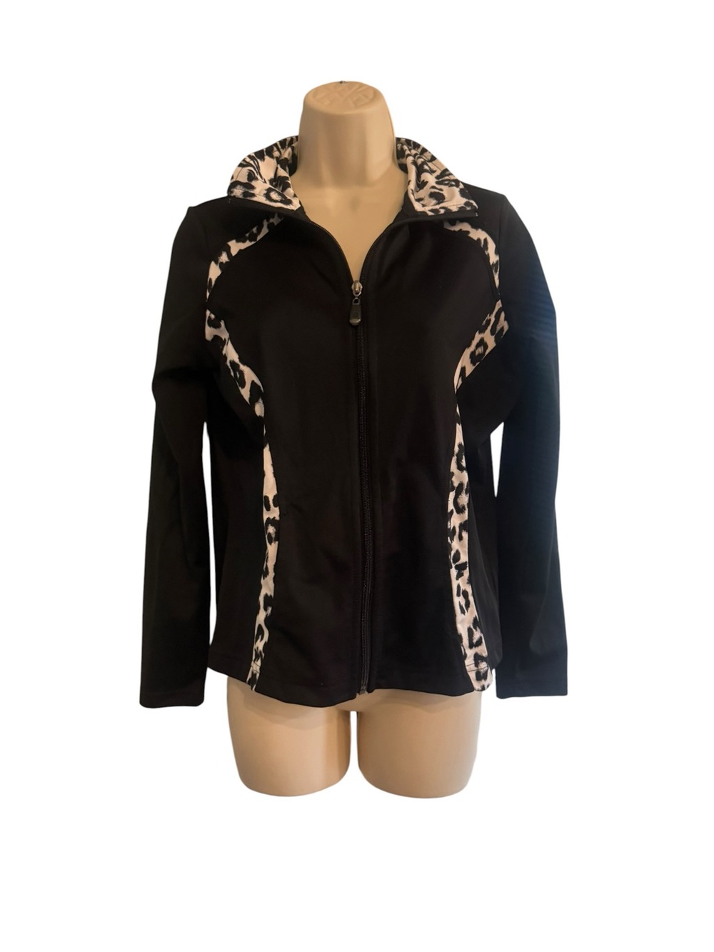 Three Hearts Black Jacket with White Leopard Trim